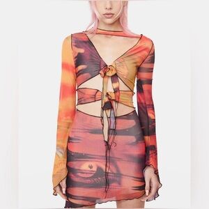 Jaded London Long Sleeve Orange Mini Dress